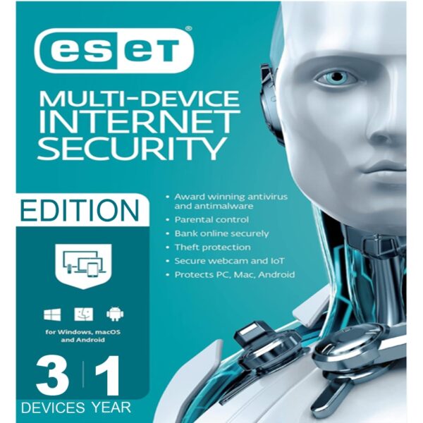 ESET Internet Security 2025 Edition 3 Devices 1 Year PC Mac Android